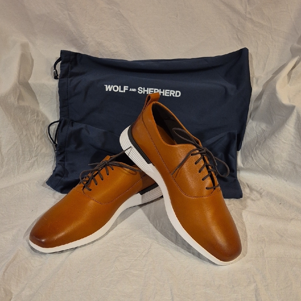 Wolf And Shepherd Brown Leather Oxford Shoes Men Size 11.5 Brand New